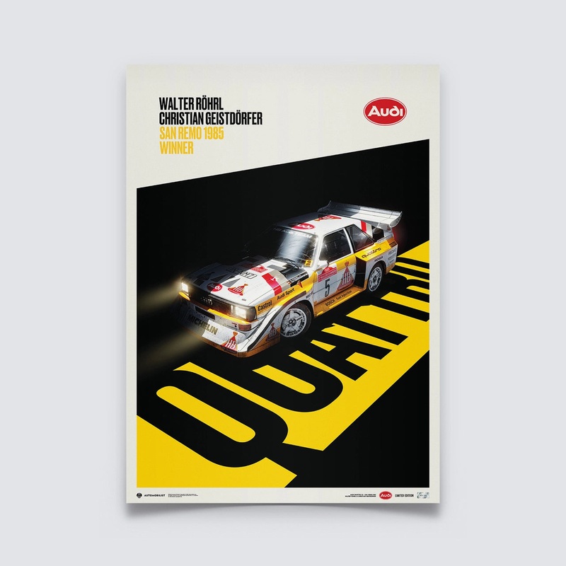 Audi Quattro S1 – Shadow – Walter Rohrl & Christian Geistdorfer – San Remo 1985 – Limited Edition Print