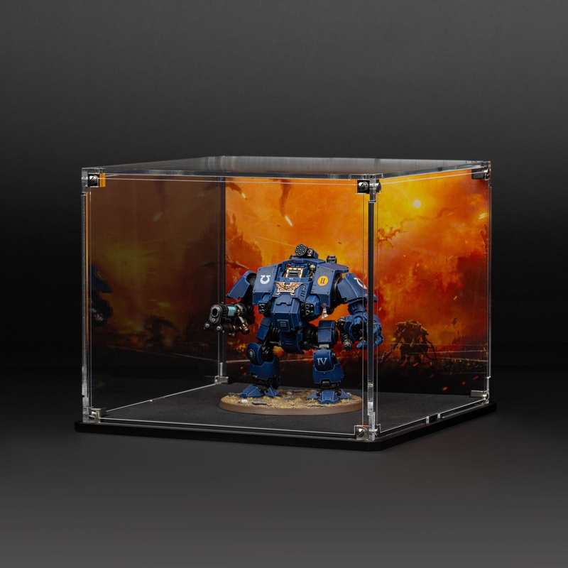 Oversized Miniature Display Case for Warhammer with Endless War Background