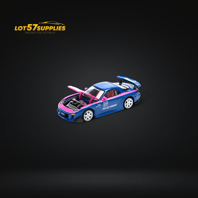 (Pre-Order) PopRace Mazda RX7 RE-AMEMIYA – Blue/Pink 1:64
