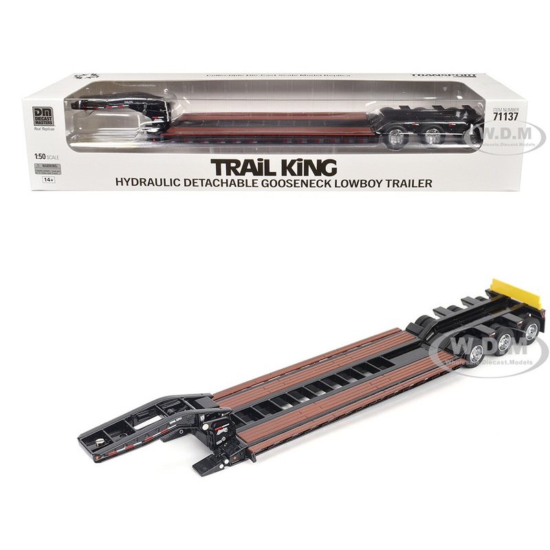 Trail King TK120 Hydraulic Detachable Gooseneck Lowboy Trailer Black (Outrigger Version) Transport Series 1/50 Diecast Model by Diecast Masters
