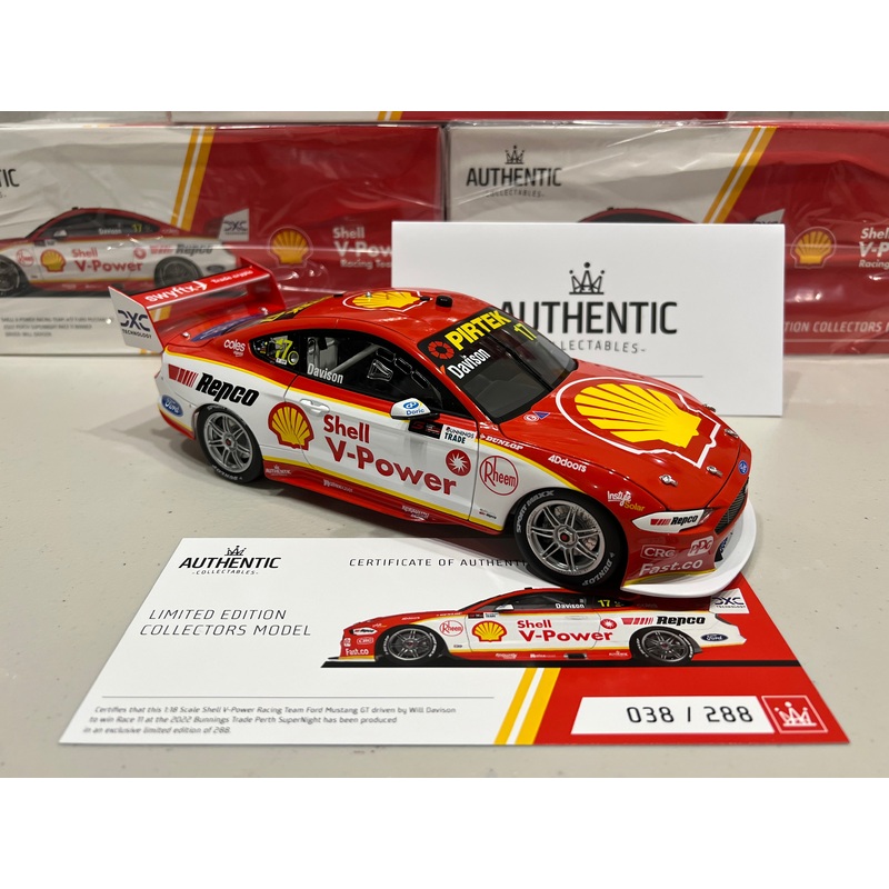 Shell V-Power Racing Team #17 Ford Mustang GT – 2022 Perth SuperNight Race 11 Winner – Will Davison – 1:18 Scale Diecast Model – Authentic Collectables RRP $250 NOW $200