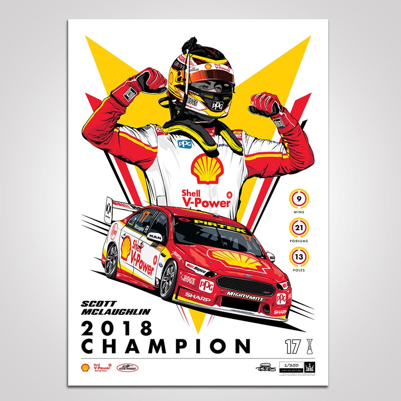 Shell V-Power Racing Team ‘Scott McLaughlin 2018 Champion’ Illustrated Print – Standard Edition