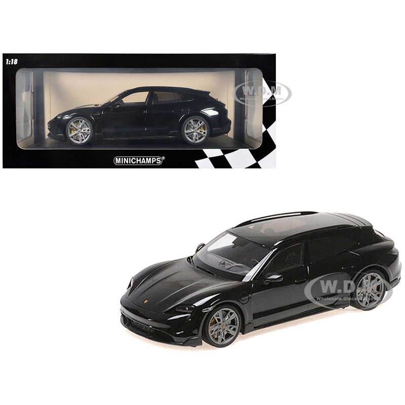 2021 Porsche Taycan CUV Turbo S Black Limited Edition to 480 pieces Worldwide 1/18 Diecast Model Car by Minichamps