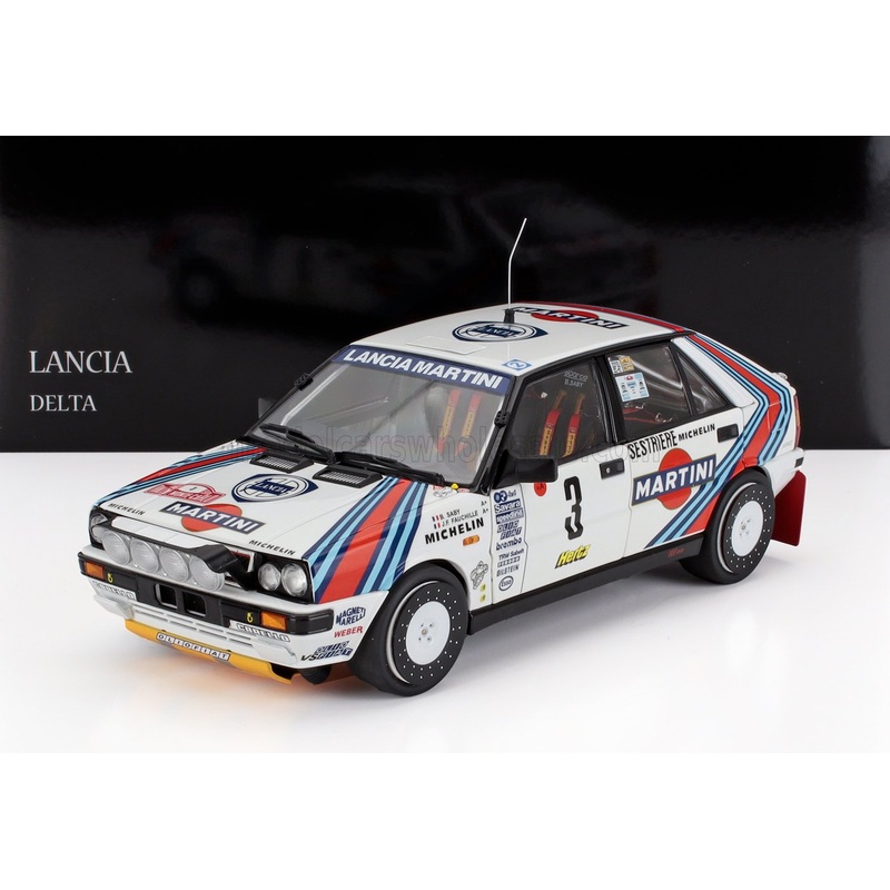 LANCIA – DELTA HF INTEGRALE 4WD TEAM MARTINI RACING (night version) N 3 WINNER RALLY MONTECARLO 1988 BRUNO SABY – JEAN FRANCOIS FAUCHILLE – WHITE BLUE RED