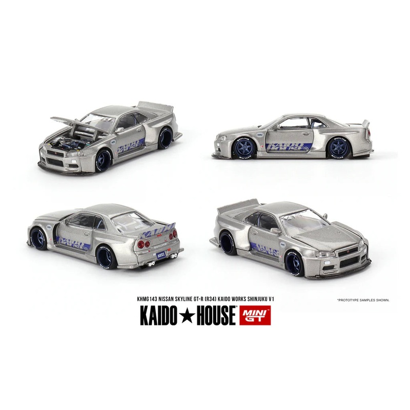 Nissan Skyline GT-R R34 – KAIDO WORKS SHINJUKU – 1:64 SCALE DIECAST MODEL – MINI GT