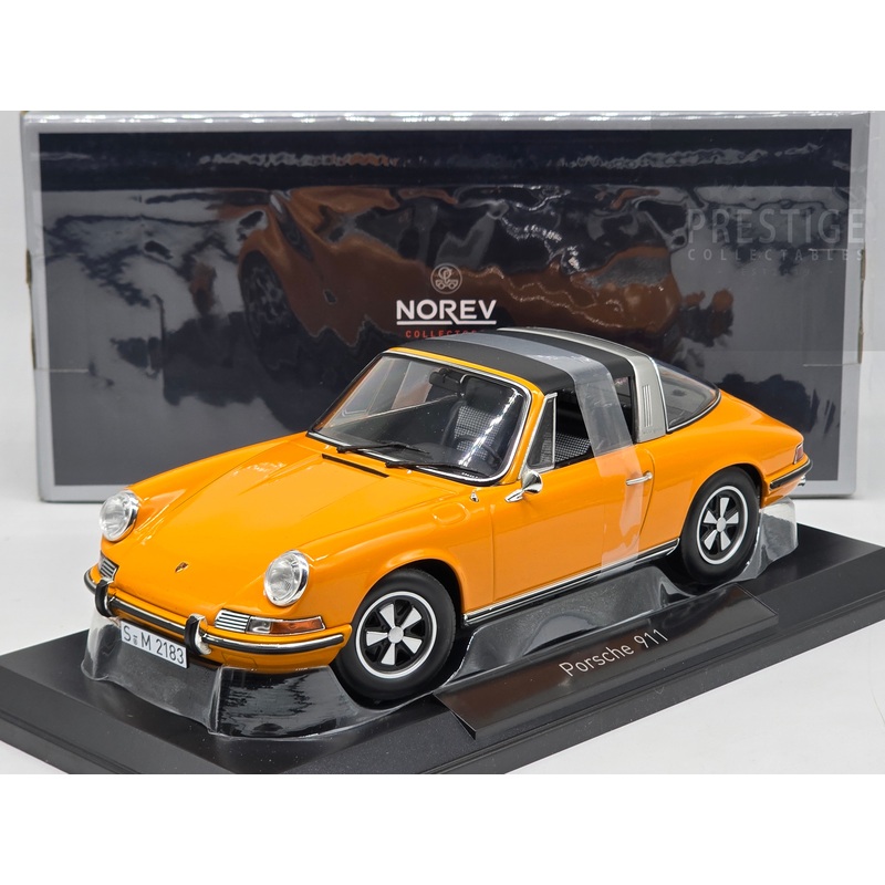 Norev 1970 Porsche 911 T Targa w Removeable Roof Orange 1:18 – New