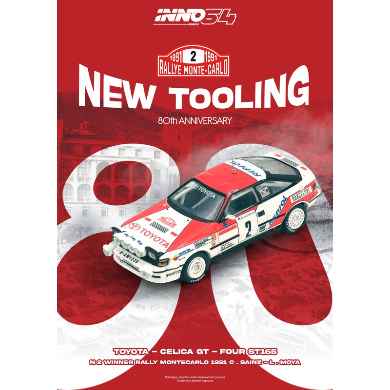 *PREORDER* INNO64 1:64 Toyota Celica GT-FOUR (ST165) Winner Rally Monte Carlo 1991 C. Sainz / L. Moya