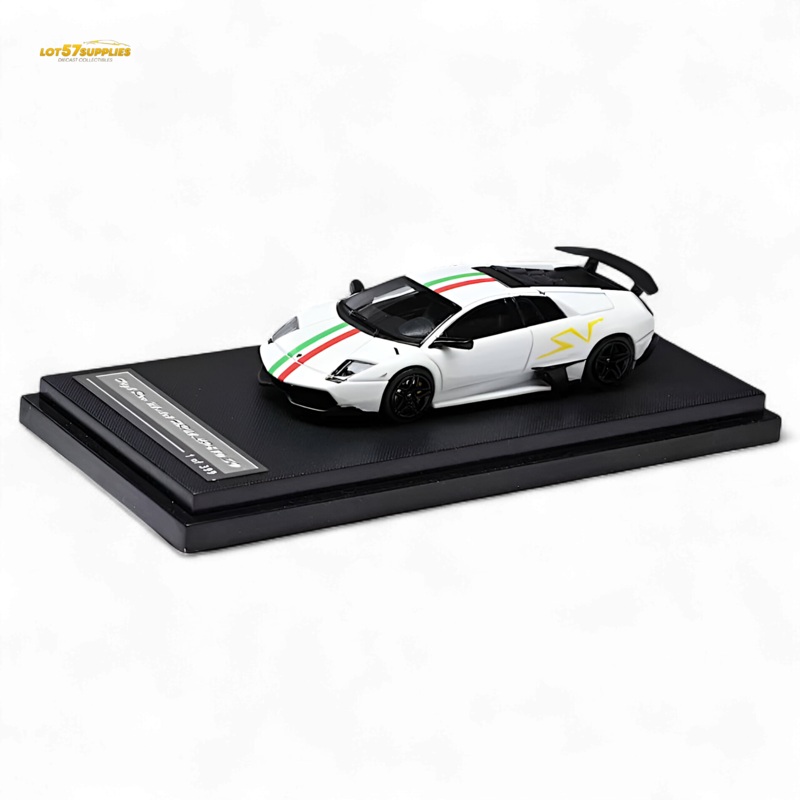 High Rev Model Lamborghini Murcielago LP670-4 SV – White Italian Stripes 1:64