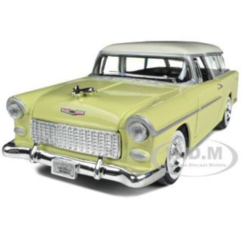 1955 Chevrolet Bel Air Nomad Yellow with White Top 1/24 Diecast Model Car by Motormax