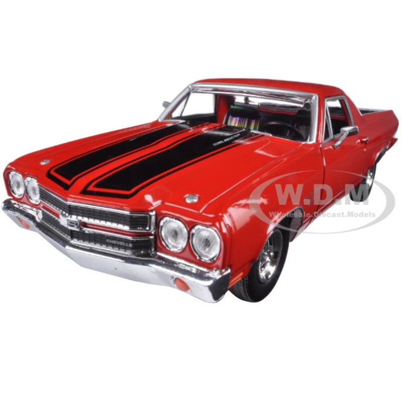 1970 Chevrolet El Camino SS 396 Red with Black Stripes 1/24 Diecast Model Car by Motormax