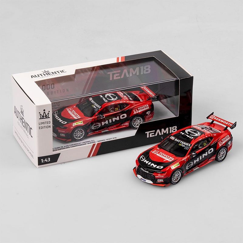 Scott Pye – Team 18 #20 Chevrolet Camaro ZL1 – 2023 Supercars Championship Season – 1:43 Scale Diecast Model – Authentic Collectables