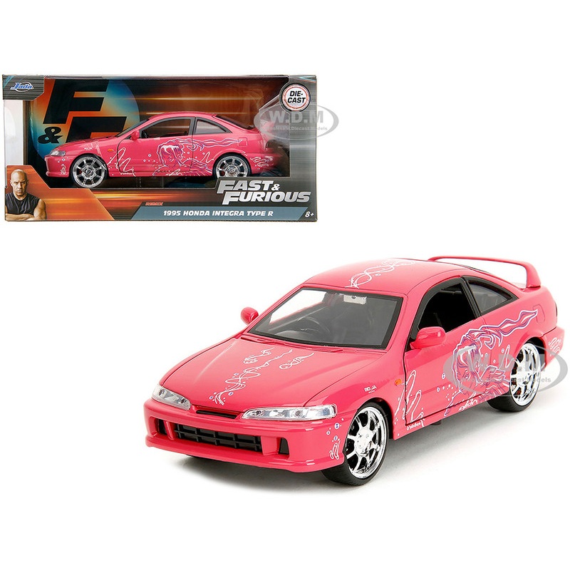 1995 Honda Integra Type R Pink with Graphics Fast & Furious Remix Series 1/24 Diecast Model Car by Jada