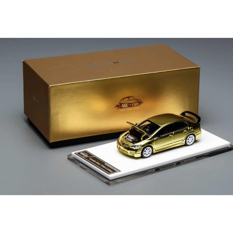 Motorhelix 1/64 Honda Civic Type R FD2 Gold Chrome – DINNER EXCLUSIVE | The Diecast Expo 2025