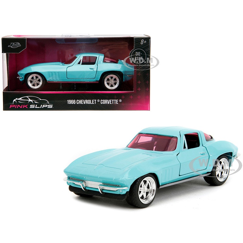 1966 Chevrolet Corvette Light Blue with Pink Tinted Windows Pink Slips Series 1/32 Diecast Model Car by Jada