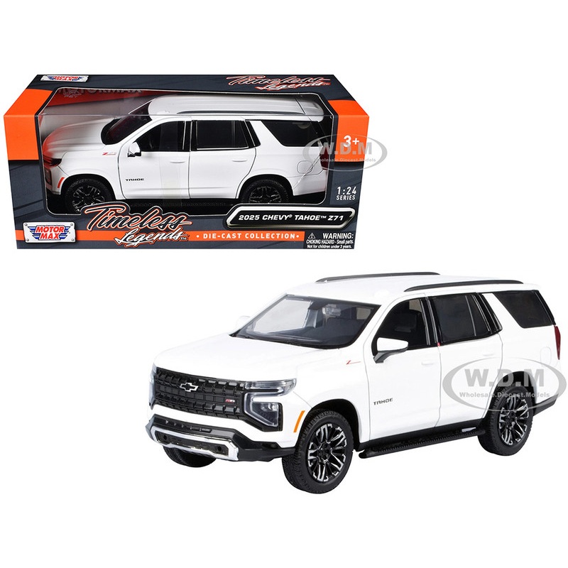 2025 Chevrolet Tahoe Z71 White Timeless Legends Series 1/24 Diecast Model Car by Motormax