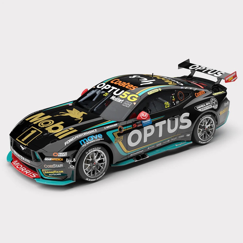 *PRE-ORDER* Chaz Mostert – Mobil 1 Optus Racing #25 Ford Mustang GT – 2024 Sydney SuperNight Clean Sweep (Mobil 1 50th Anniversary Gold Livery) – 1:43 Scale Diecast Model – Authentic Collectables