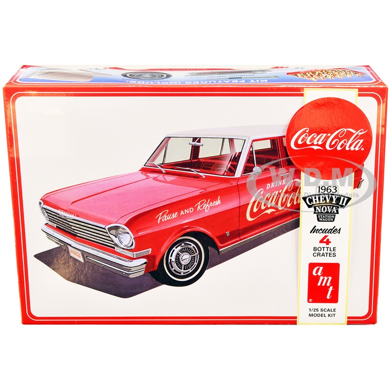 Skill 3 Model Kit 1963 Chevrolet II Nova Wagon Coca-Cola 1/25 Scale Model by AMT
