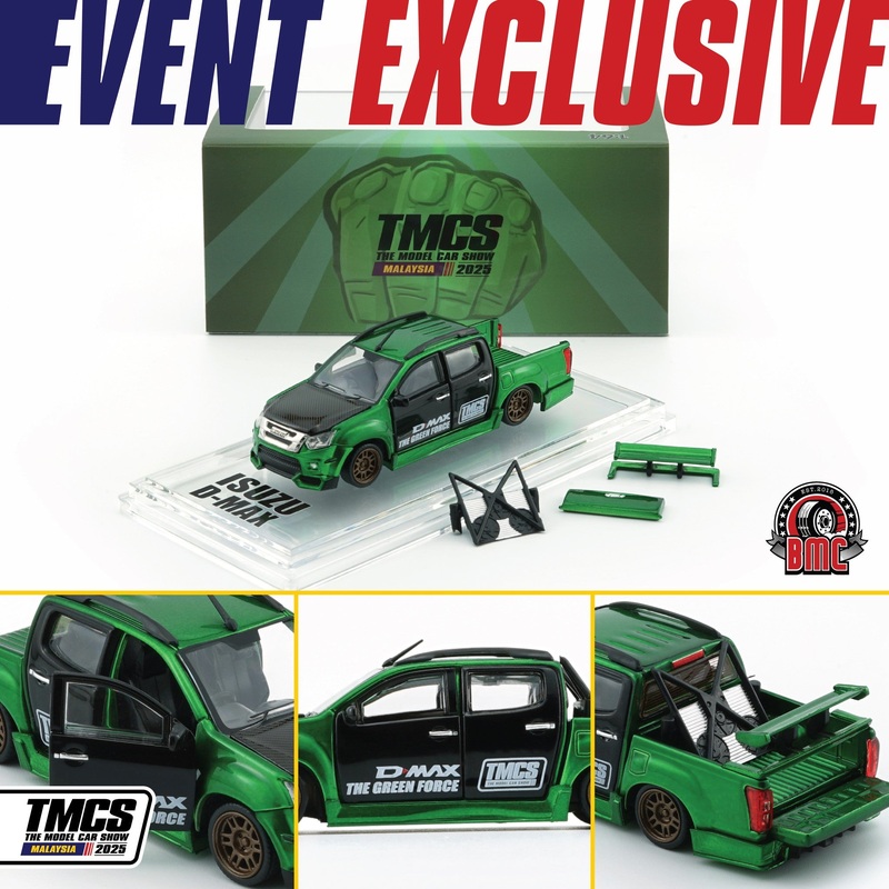 BMC 1/64 ISUZU 2018 D MAX LOW RIDER – METALLIC GREEN | THE MODEL CAR SHOW 2025 TMCS