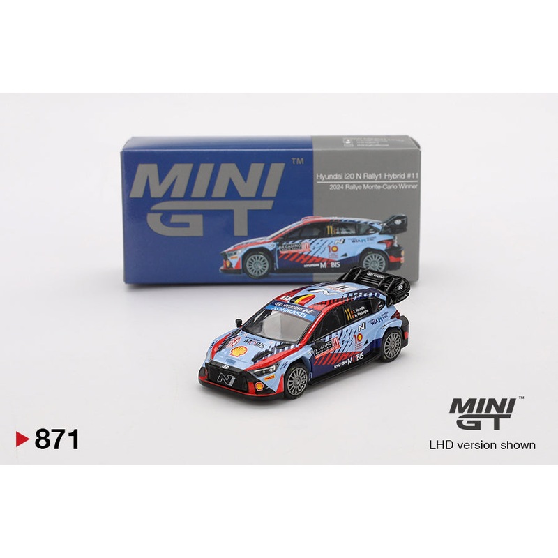MINI GT #871 1/64 Hyundai i20 N Rally1 Hybrid #11 2024 Rallye Monte-Carlo Winner (LHD)