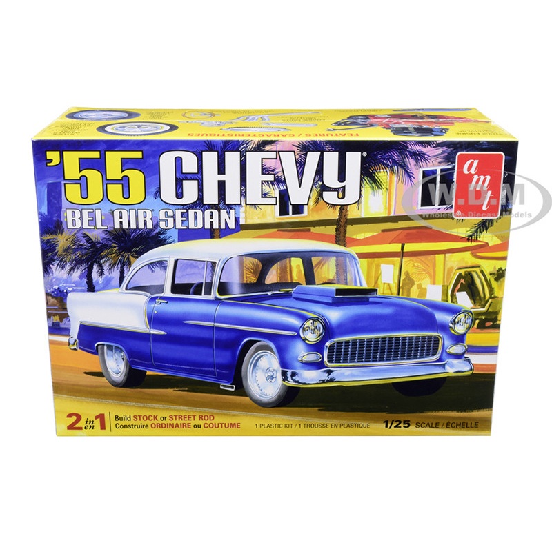 Skill 2 Model Kit 1955 Chevrolet Bel Air Sedan 2-in-1 Kit 1/25 Scale Model by AMT