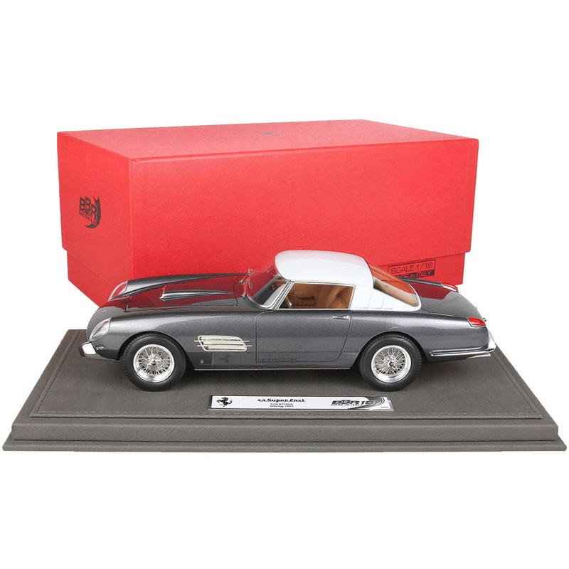Ferrari Superfast 4.9 S/N 0719SA Grigio Ferro Gray Metallic with White Top Sebring (1965) with DISPLAY CASE Limited Edition to 51 pieces Worldwide 1/18 Model Car by BBR