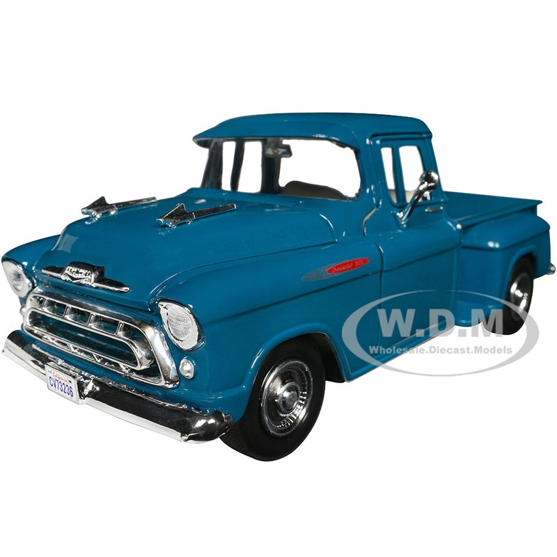 1957 Chevrolet 3100 Stepside Pickup Truck Teal Metallic Timeless Legends Series 1/24 Diecast Model Car by Motormax