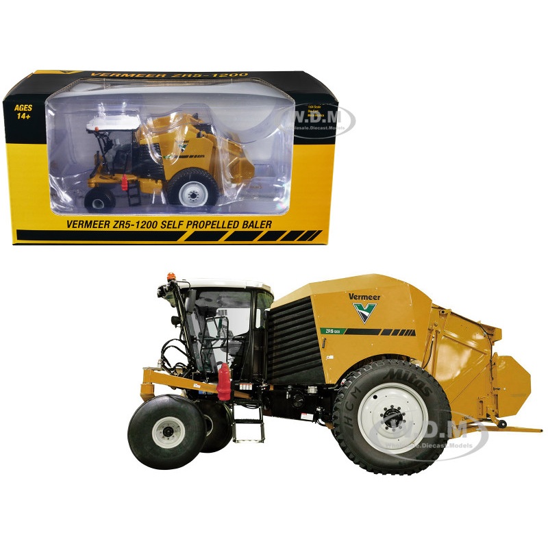 Vermeer ZR5-1200 Self Propelled Baler Yellow with Bale 1/64 Diecast Model by SpecCast
