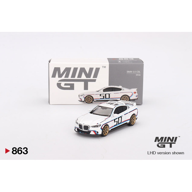 MINI GT #863 1/64 BMW 3.0 CSL White (RHD)