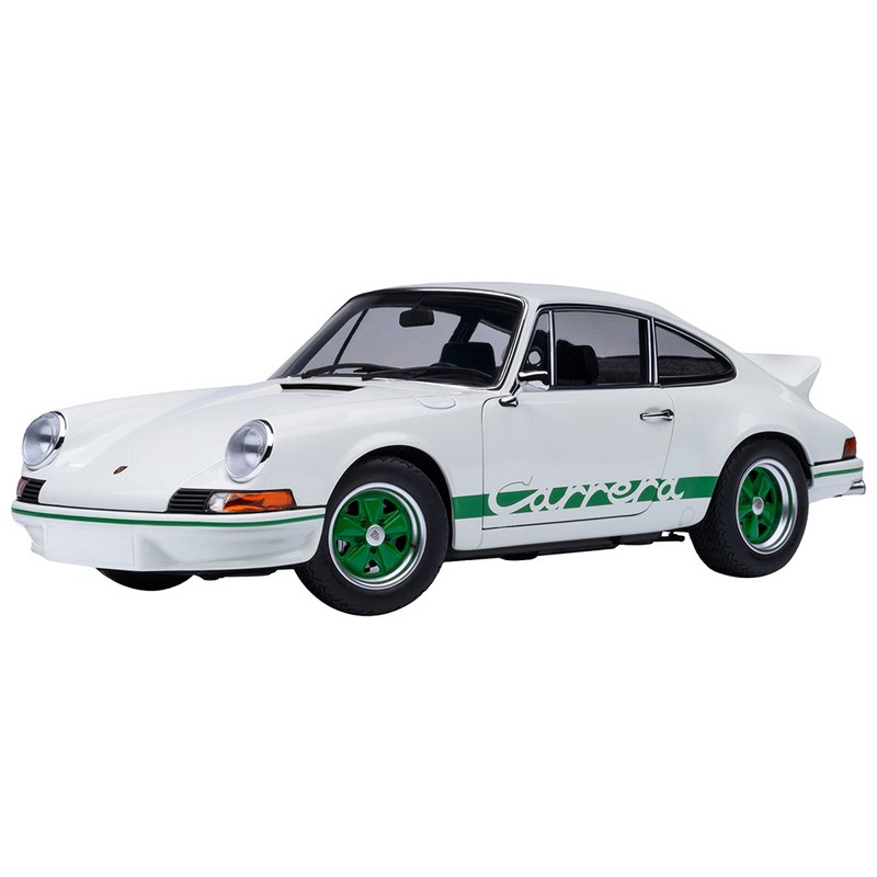 Porsche 911 Carrera 2.7 RS Grand Prix White with Green Stripes and Wheels 1/18 Model Car by Autoart