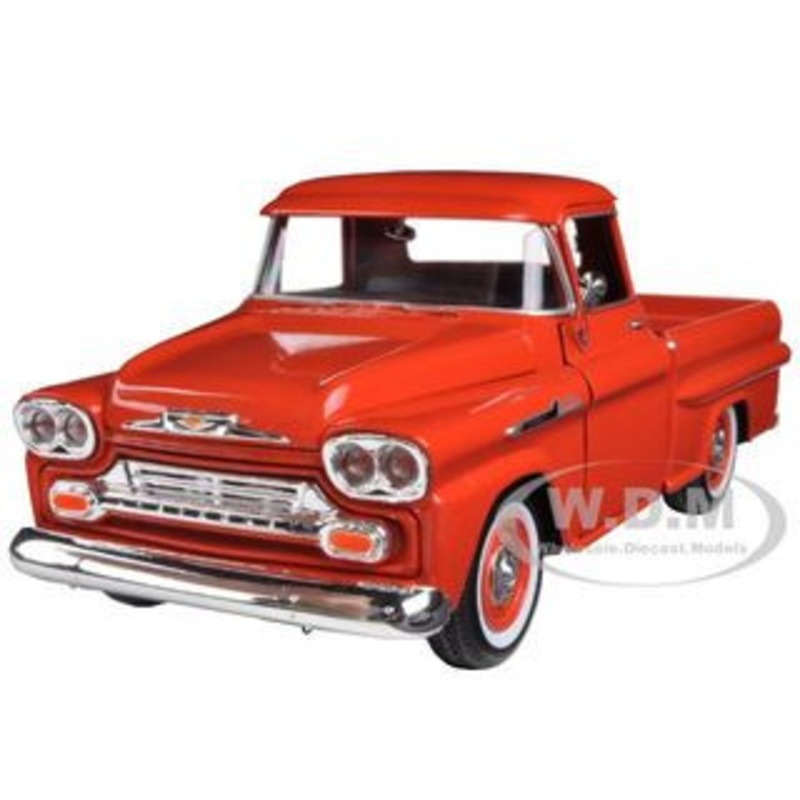 1958 Chevrolet Apache Fleetside Pickup Truck Orange 1/24 Diecast Model Car by Motormax