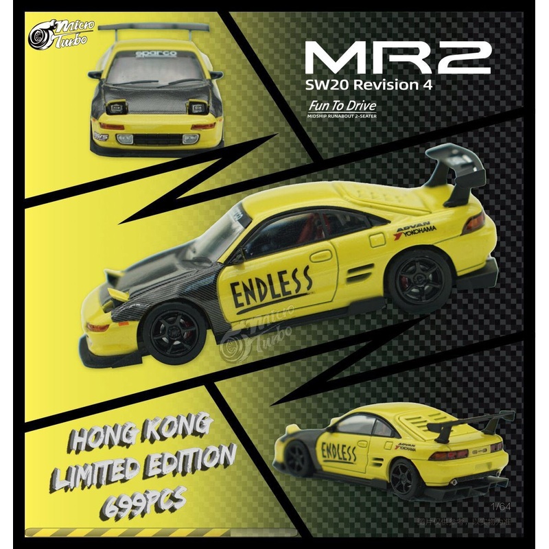 MicroTurbo Toyota MR2 Customized in Yellow ENDLESS Limited to 699 Pcs 1:64