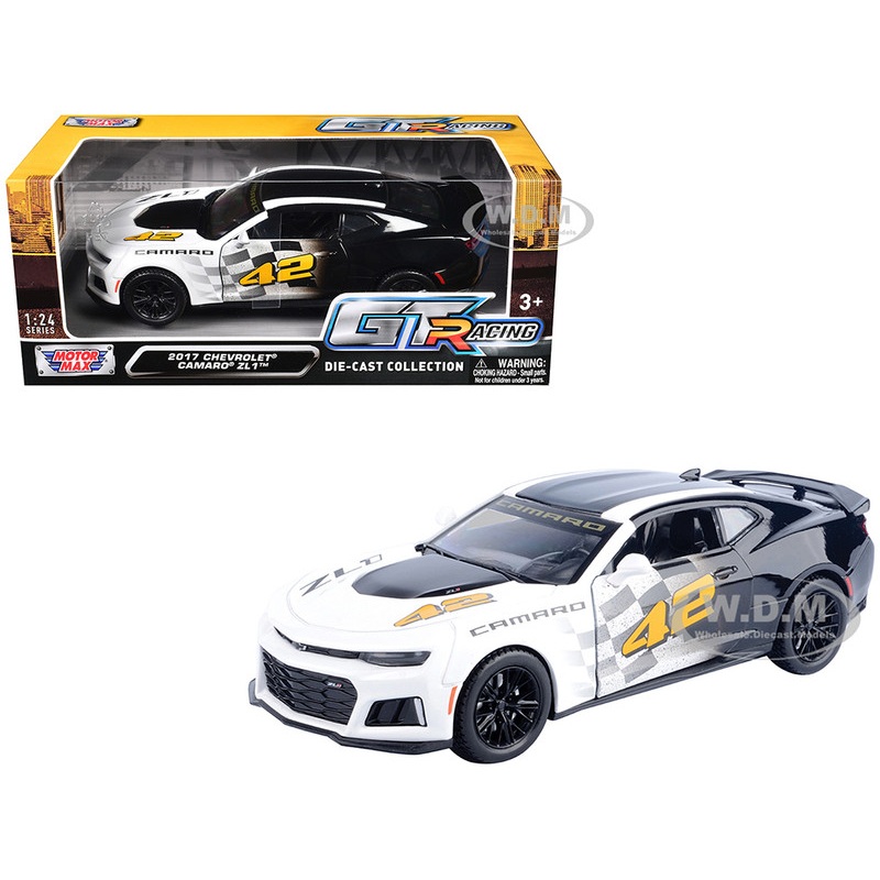 2017 Chevrolet Camaro ZL1 #42 Black and White GT Racing Series 1/24 Diecast Model Car by Motormax