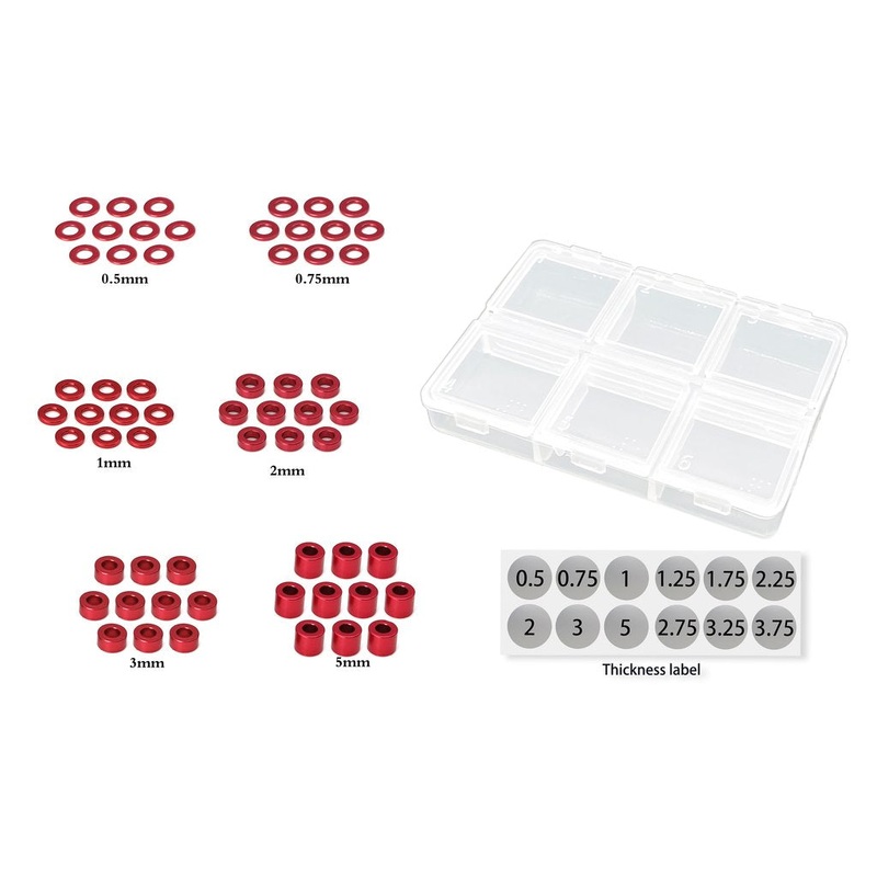 Alu 3mm Bore Washer Set Various Sizes – Red