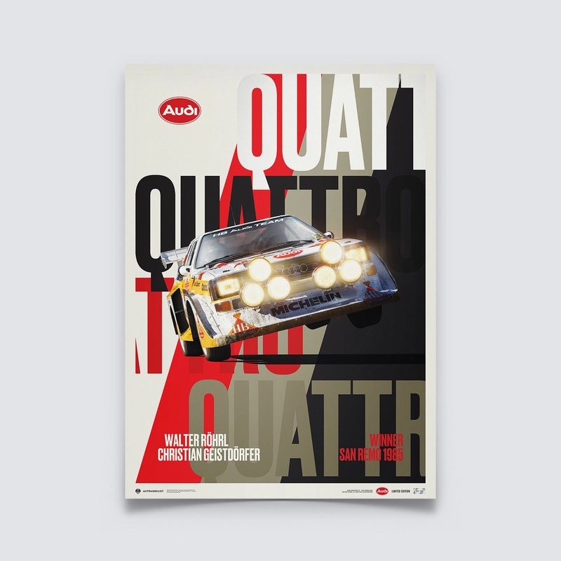 Audi Quattro S1 – Leap – Walter Rohrl & Christian Geistdorfer – San Remo 1985 – Limited Edition Print