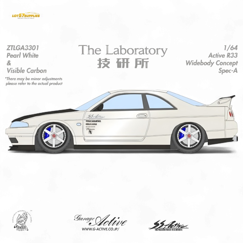(Pre-Order) The Laboratory x ZONZO Nissan R33 Widebody Concept Spec-A – Pearl White 1/64