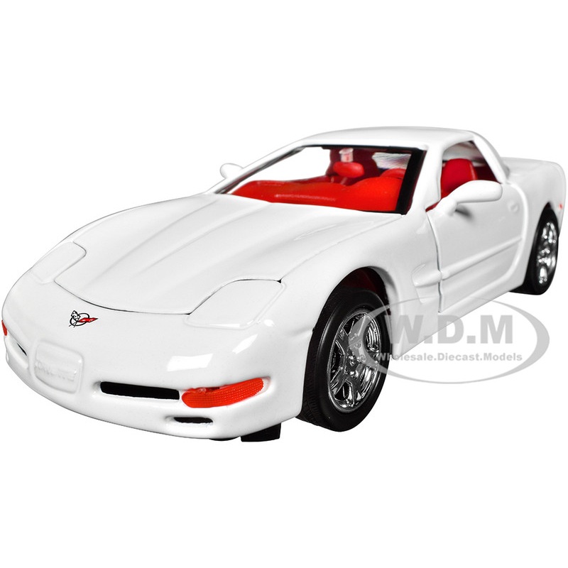 1997 Chevrolet Corvette C5 Coupe White with Red Interior Timeless Legends Series 1/24 Diecast Model Car by Motormax