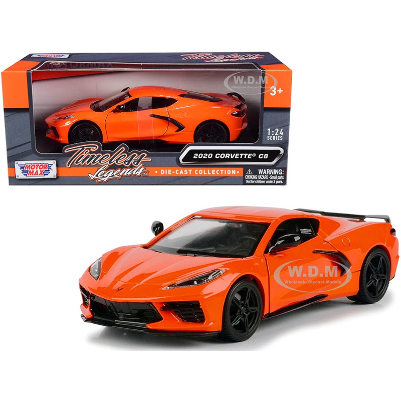 2020 Chevrolet Corvette C8 Stingray Orange Timeless Legends 1/24 Diecast Model Car by Motormax