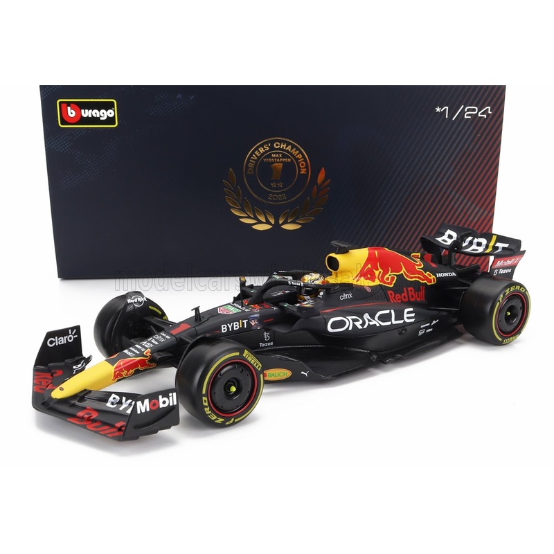 RED BULL | F1  RB18 TEAM ORACLE RED BULL RACING N 1 WORLD CHAMPION SEASON 2022 MAX VERSTAPPEN – WITH PILOT AND SHOWCASE | MATT BLUE YELLOW