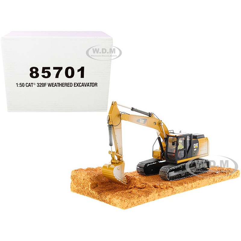 CAT Caterpillar 320F Weathered Tracked Excavator with Operator Weathered Series 1/50 Diecast Model by Diecast Masters