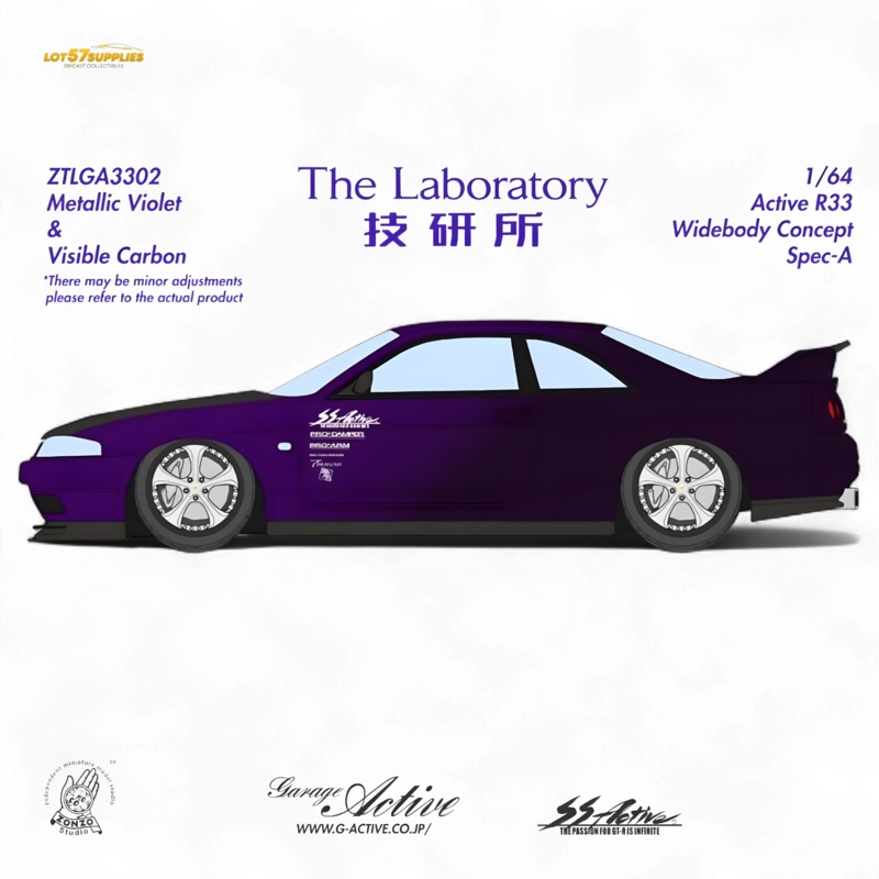 (Pre-Order) The Laboratory x ZONZO Nissan R33 Widebody Concept Spec-A – Metallic Purple 1/64