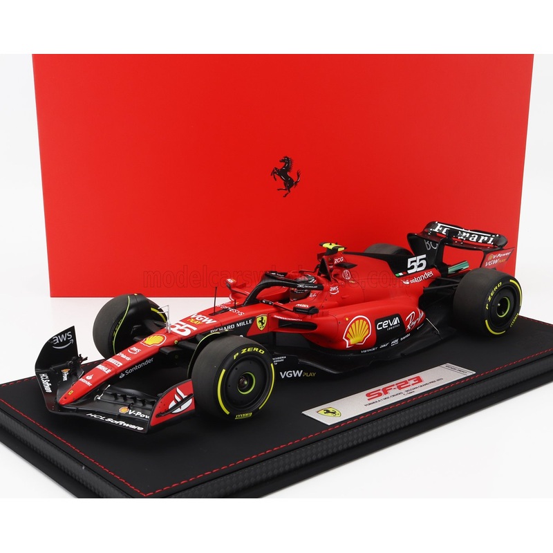 FERRARI | F1  SF-23 TEAM SCUDERIA FERRARI N 55 BELGIUM SPA GP 2023 CARLOS SAINZ – CON VETRINA – WITH SHOWCASE