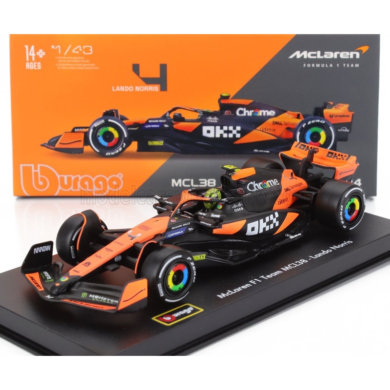 McLAREN | F1  MCL38 TEAM MCLAREN N 4 WINNER MIAMI GP 2024 FIRST F1 VICTORY LANDO NORRIS – WITH PILOT AND SHOWCASE