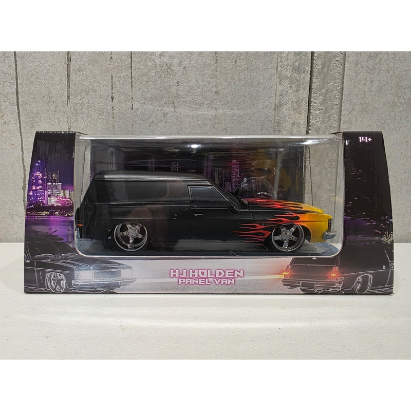 LIGHT UP HOLDEN HJ PANEL VAN – BLACK W/FLAMES – 1:24 SCALE MODEL – DDA