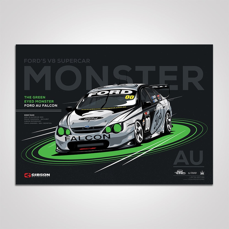Ford AU Falcon Green Eyed Monster Race Debut Limited Edition Print