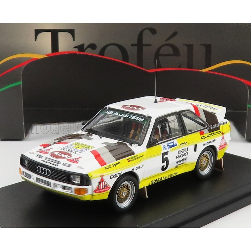 TROFEU – 1/43 – AUDI – QUATTRO SPORT N 5 RALLY SWEDEN 1985 W.ROHRL – C.GEISTDORFER – WHITE YELLOW BROWN