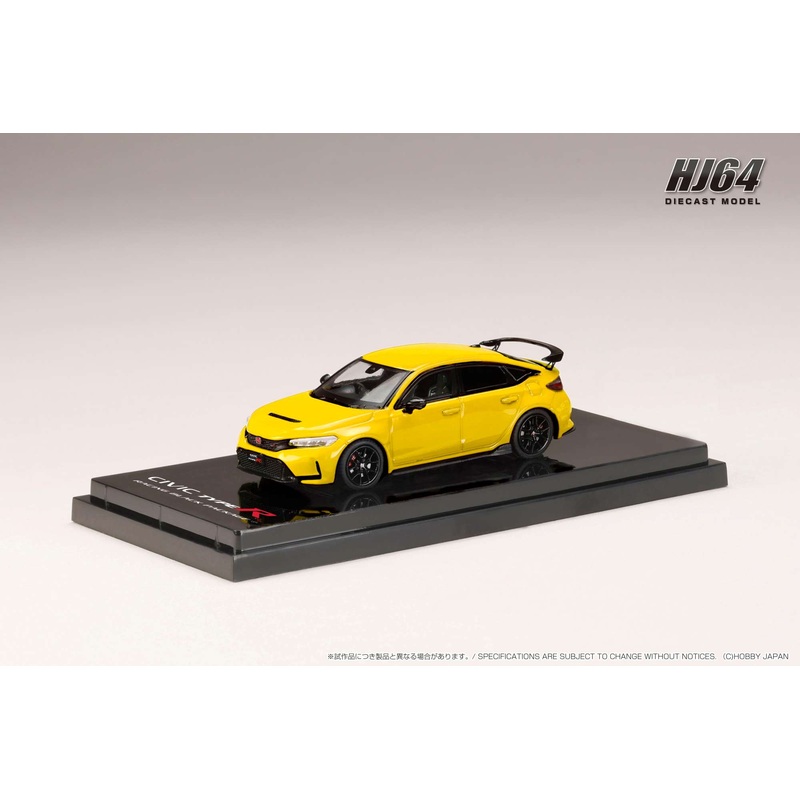 Hobby Japan 1/64 Honda CIVIC TYPE R FL5 Racing Black Package 2025 Yellow Honda Official Licensed