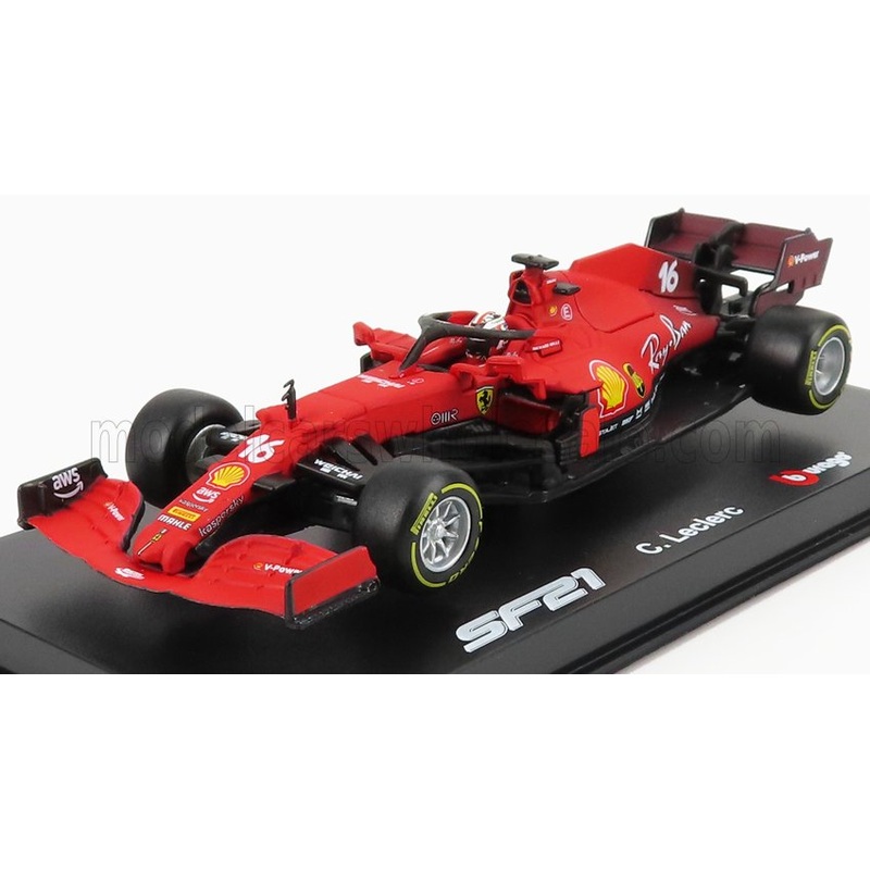 FERRARI | F1 SF21 TEAM SCUDERIA FERRARI MISSION WINNOW N 16 SEASON 2021 CHARLES LECLERC – CON PILOTA E VETRINA – WITH PILOT AND SHOWCASE