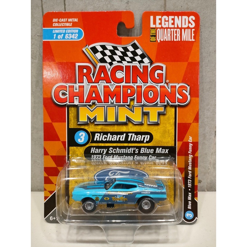 RACING CHAMPIONS 1973 RICHARD THARP HARRY SCHMIDT’S BLUE MAX FORD MUSTANG FUNNY CAR 1:64 SCALE DIECAST