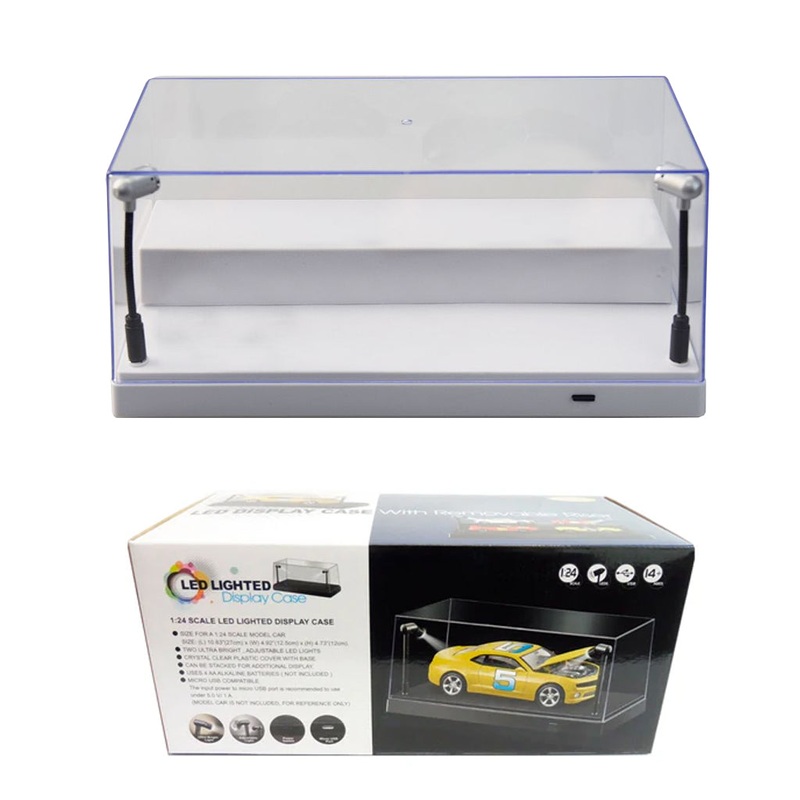 Triple9 LED Display Case With Riser – White Base (1:24 – 1:64 Scale)