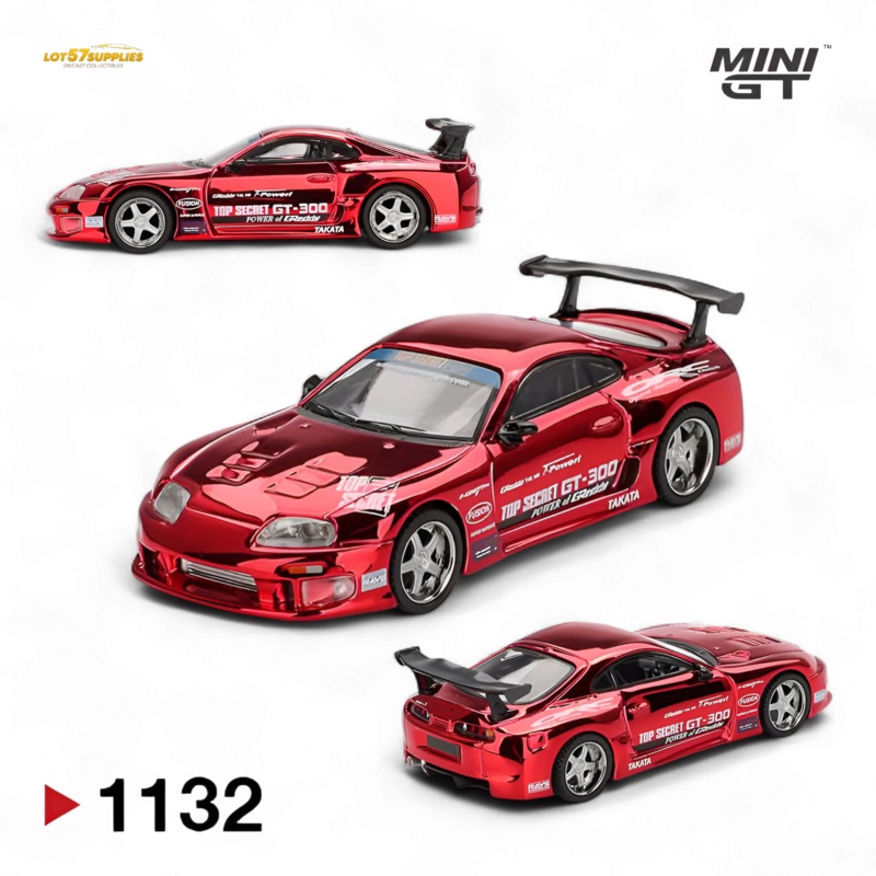 (Pre-Order) Mini-GT Toyota Supra (A80) Top Secret GT-300 – Top Secret Red Chrome 1:64 #1132